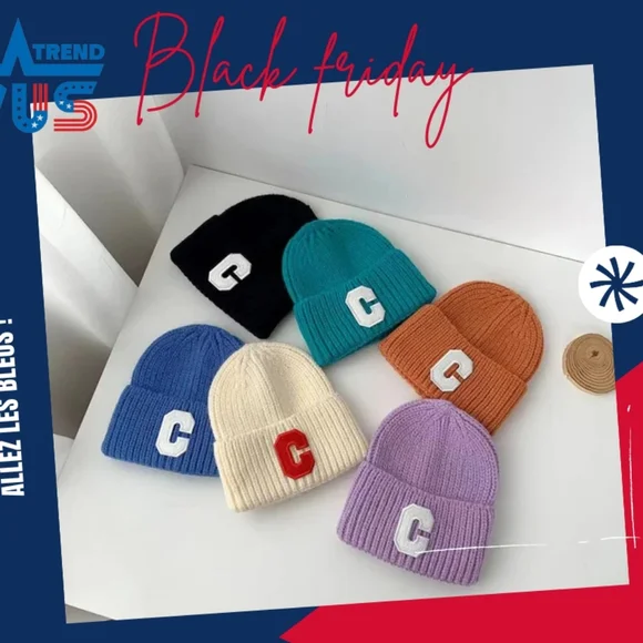 Winter unisex multi color C letter beanie cap - Picture 4 of 10